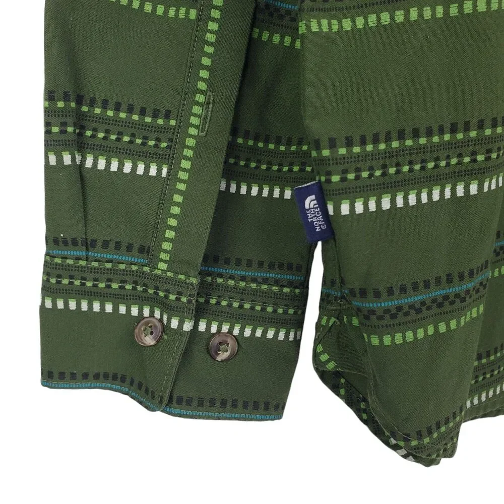 THE NORTH FACE Shirt Mens Large Green Geometric Button Down Long Sleeve Outdoor